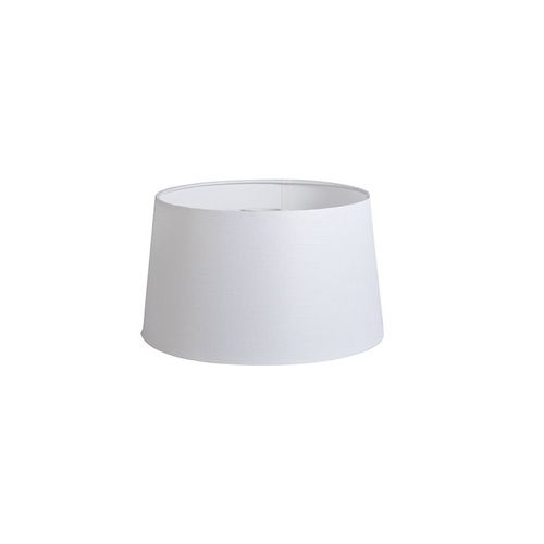 Qazqa Lin Abat-Jour En Lin Blanc 35/30/18 , Rond Oblique Abat-Jour Suspendu ,Abat-Jour Lampadaire