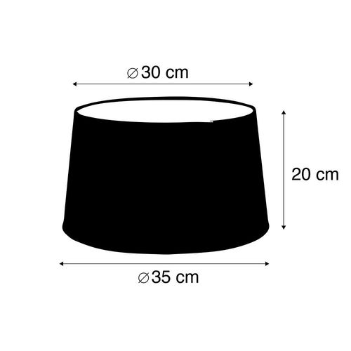 Qazqa Lin Abat-Jour En Lin Gris 35/30/18 , Rond Oblique Abat-Jour Suspendu ,Abat-Jour Lampadaire