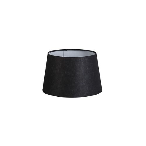 Qazqa Lin Abat-Jour En Lin Noir 25/16 , Rond Oblique Abat-Jour Suspendu ,Abat-Jour Lampadaire