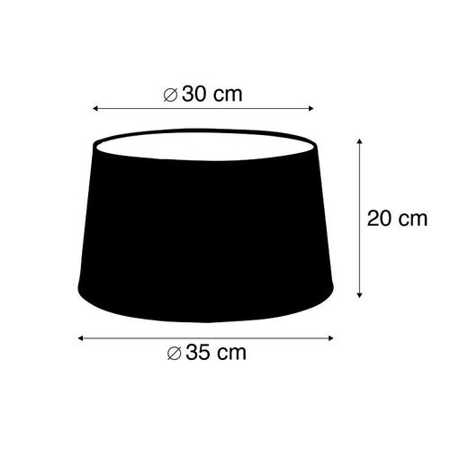 Qazqa Lin Abat-Jour En Lin Noir 35 Cm , Rond Oblique Abat-Jour Suspendu ,Abat-Jour Lampadaire