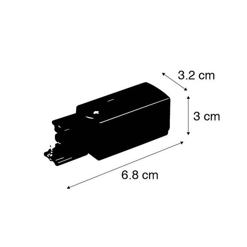 Qazqa Moderne Alimentation Pour Rail 3 Phases Gauche Noir Plastique Noir Rectangulaire / Luminaire / Lumiere / ÉClairage / IntRieur Max. X Watt