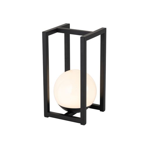 Qazqa Moderne Buiten Tafellamp Zwart Incl. Led Met Touch Oplaadbaar - Nowi Acier /Plastique Noir,Blanc Rectangulaire / ExtRieur / Jardin / Luminaire / Lumiere / ÉClairage Led (Non...