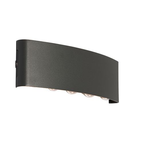 Qazqa Moderne Buiten Wandlamp Donkergrijs Incl. Led 10-Lichts Ip54 - Silly Aluminium /Plastique Gris Fonc Oblongue / ÉClairage Dessus Dessous / ExtRieur / Jardin / Luminaire / Lumiere...