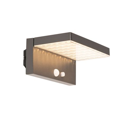 Qazqa Moderne Buiten Wandlamp Donkergrijs Incl. Led En Solar - Sunnie Aluminium /Plastique Gris Fonc Oblongue / Extrieur / Jardin / Luminaire / Lumiere / clairage Led (Non Remplaable)...