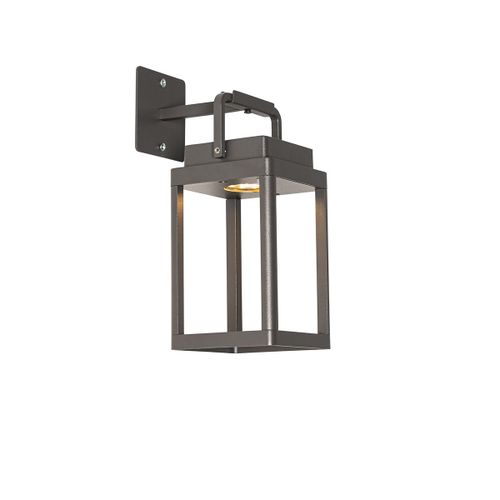 Qazqa Moderne Buiten Wandlamp Donkergrijs Incl. Led Oplaadbaar - Yara Aluminium /Verre Gris Fonc Rectangulaire / Extrieur / Jardin / Luminaire / Lumiere / clairage Led (Non Remplaable)...