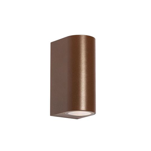 Qazqa Moderne Buiten Wandlamp Roestbruin Kunststof Ovaal 2-Lichts - Baleno Plastique Brun Rouille Ovale / Extrieur / Jardin / Luminaire / Lumiere / clairage Gu10 Max. 1 X 5 Watt