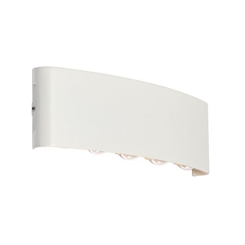 Qazqa Moderne Buiten Wandlamp Wit Incl. Led 10-Lichts Ip54 - Silly Aluminium /Plastique Blanc Oblongue / ÉClairage Dessus Dessous / ExtRieur / Jardin / Luminaire / Lumiere Led (Non...