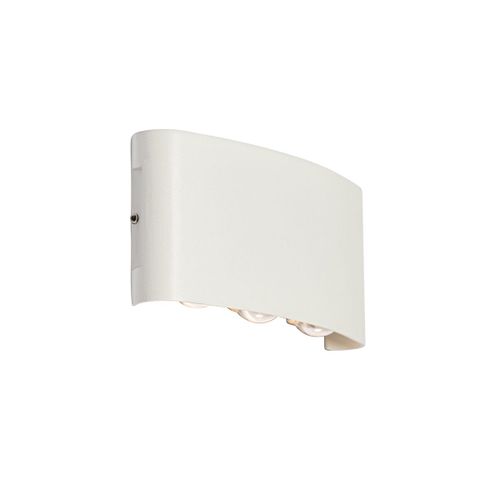 Qazqa Moderne Buiten Wandlamp Wit Incl. Led 6-Lichts Ip54 - Silly Aluminium /Plastique Blanc Oblongue / ÉClairage Dessus Dessous / ExtRieur / Jardin / Luminaire / Lumiere Led (Non...