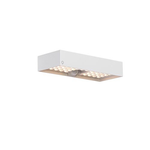 Qazqa Moderne Buiten Wandlamp Wit Incl. Led Solar Met Bewegingsmelder - Kayo Plastique Blanc Rectangulaire / Extrieur / Jardin / Luminaire / Lumiere / clairage Led (Non Remplaable) Max. 1...