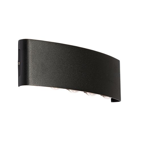 Qazqa Moderne Buiten Wandlamp Zwart Incl. Led 10-Lichts Ip54 - Silly Aluminium /Plastique Noir Oblongue / clairage Dessus Dessous / Extrieur / Jardin / Luminaire / Lumiere Led (Non...