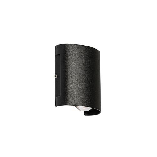 Qazqa Moderne Buiten Wandlamp Zwart Incl. Led 2-Lichts Ip54 - Silly Aluminium /Plastique Noir Rond / clairage Dessus Dessous / Extrieur / Jardin / Luminaire / Lumiere Led (Non Remplaable)...