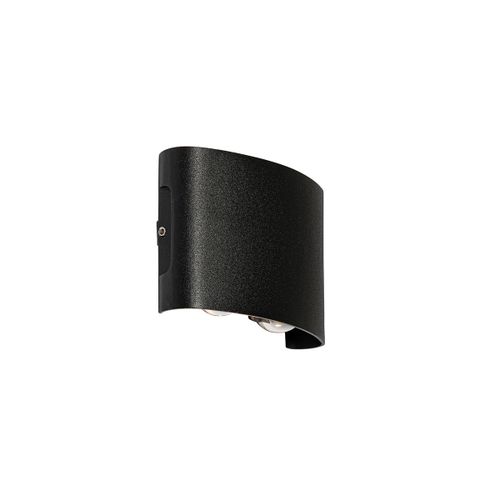 Qazqa Moderne Buiten Wandlamp Zwart Incl. Led 4-Lichts Ip54 - Silly Aluminium /Plastique Noir Ovale / clairage Dessus Dessous / Extrieur / Jardin / Luminaire / Lumiere Led (Non...