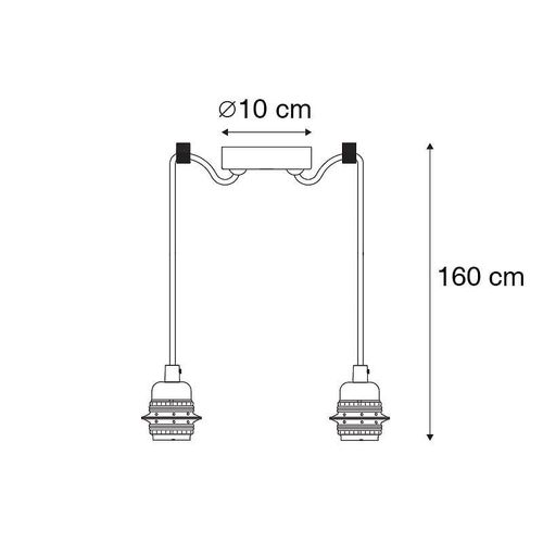 Qazqa Moderne Cava 2 Suspension / Lustre / Luminaire / Lumiere / clairage Noire Mtal Noir Rond /Oblongue / Intrieur E27 Max. 2 X 60 Watt
