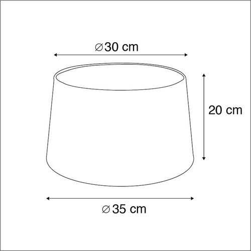 Qazqa Moderne Coton Abat-Jour En Coton Noir 35/30/20 Avec Intrieur Dor , Rond Oblique Abat-Jour Suspendu ,Abat-Jour Lampadaire