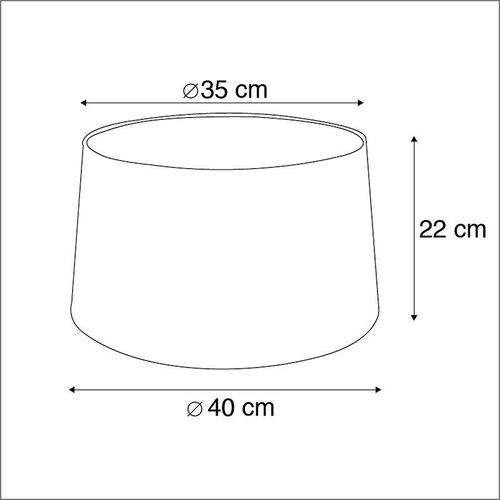 Qazqa Moderne Coton Abat-Jour En Coton Noir 40/35/22 Avec Intrieur Dor , Rond Oblique Abat-Jour Suspendu ,Abat-Jour Lampadaire