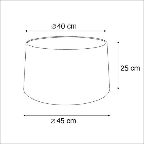 Qazqa Moderne Coton Abat-Jour En Coton Noir 40/45/25 Avec Intrieur Dor , Rond Oblique Abat-Jour Suspendu ,Abat-Jour Lampadaire