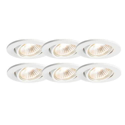 Qazqa Moderne /Design Set Van 6 Inbouwspots Wit Kantelbaar - Cisco Aluminium Blanc Rond / Luminaire / Lumiere / clairage / Intrieur / Salon / Cuisine Gu10 Max. 1 X 50 Watt