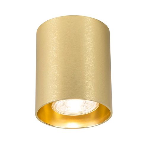 Qazqa Moderne /Design Sot Dor Smart Avec Ampoule Wifi Gu10 - Tubo Aluminium Dor/Laiton Rond / Luminaire / Lumiere / clairage / Intrieur / Salon / Cuisine Gu10 Max. 1 X 5 Watt