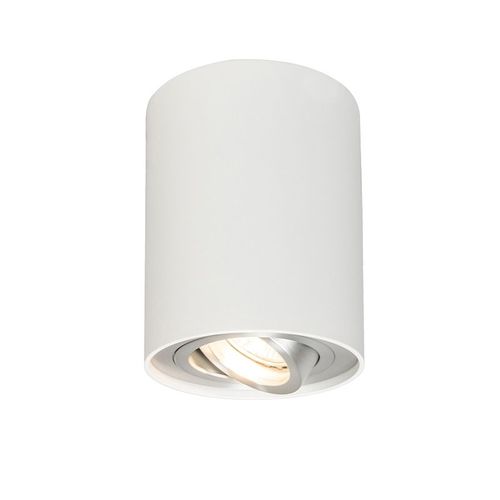 Qazqa Moderne Ensemble De 6 Plafonnier Spots Blancs Rotatifs Et Inclinables - Rondoo 1 Up Aluminium Blanc Cylindre / Luminaire / Lumiere / clairage / Intrieur / Salon / Cuisine Gu10 Max. 6...
