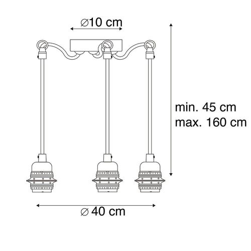 Qazqa Moderne Lampe   Salle A Manger Suspension / Lustre / Luminaire / Lumiere / ÉClairage Industrielle Noire - Cava 3 Acier Noir Rond /Oblongue / IntRieur E27 Max. 3 X 60 Watt