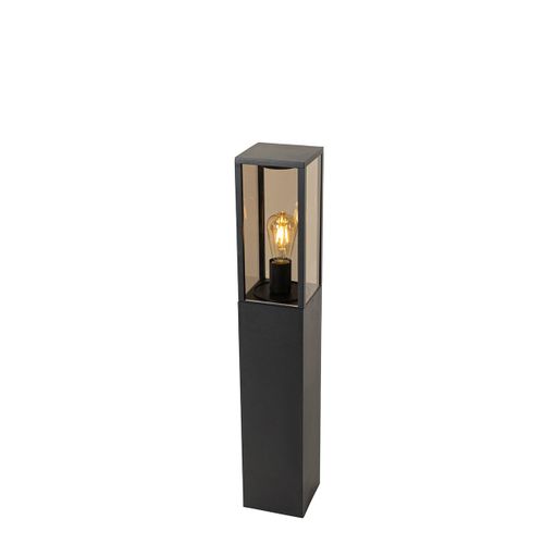 Qazqa Moderne Lampe D'extrieur Sur Pied Noire Avec Fume 80 Cm Ip44 - Charlois Aluminium /Verre Bronze,Noir Oblongue / Jardin / Luminaire / Lumiere / clairage E27 Max. 1 X 40 Watt