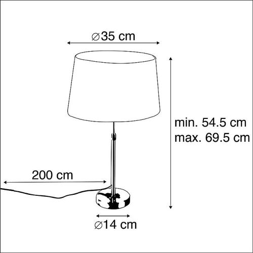 Qazqa Moderne Lampe De Table / Lampe á Poser / Luminaire / Lumiere / ÉClairage Or / DorE / D'or / Laiton Avec Abat-Jour En Lin Noir 35 Cm - Parte Acier /Lin Noir,Dor/Laiton Rond...