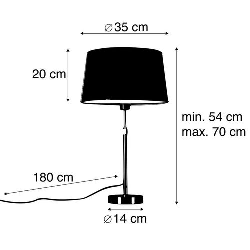 Qazqa Moderne Lampe De Table / Lampe  Poser / Luminaire / Lumiere / clairage En Cuivre Avec Abat-Jour Noir 35 Cm Rglable - Parte Mtal /Tissu Noir,Cuivre Rond / Lampe De Bureau / Lampe De...
