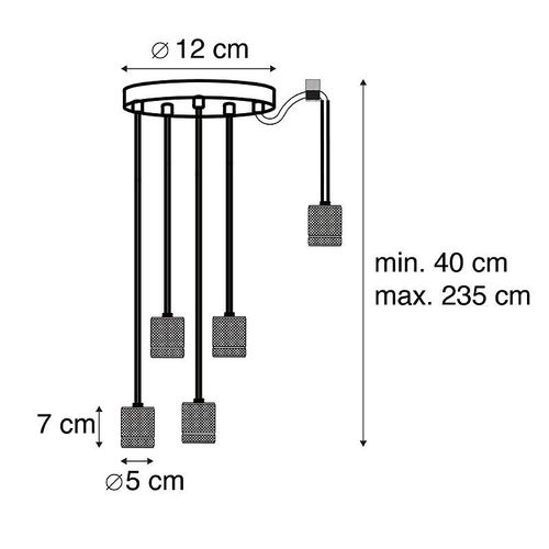 Qazqa Moderne Lampe Suspendue Design Noir 5 LumiRes - Cavalux Acier Noir Oblongue / Luminaire / Lumiere / ÉClairage / IntRieur / Cuisine E27 Max. 5 X 40 Watt