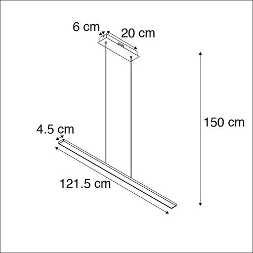 Qazqa Moderne Lampe Suspendue Design Noire Avec Led Dimmable - Banda Aluminium Noir Oblongue / Luminaire / Lumiere / clairage / Intrieur / Cuisine Led (Non Remplaable) Max. 1 X 20 Watt