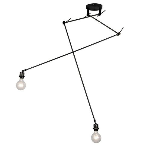 Qazqa Moderne Lampe Suspendue Moderne Noire Sans Abat-Jour - Blitz Ii Acier Noir Oblongue / Luminaire / Lumiere / clairage / Intrieur E27 Max. 2 X 60 Watt