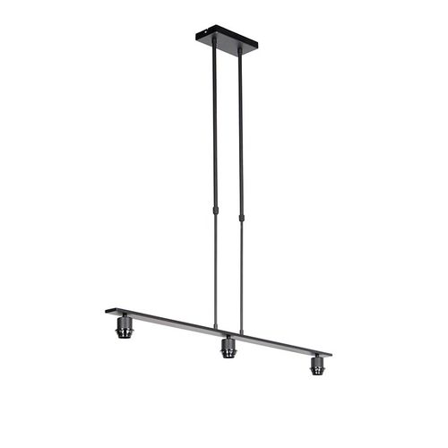 Qazqa Moderne Lampe Suspendue Noir Sans Abat-Jour - Combi 3 Deluxe Acier Noir Oblongue / Luminaire / Lumiere / ÉClairage / IntRieur E27 Max. 3 X 40 Watt