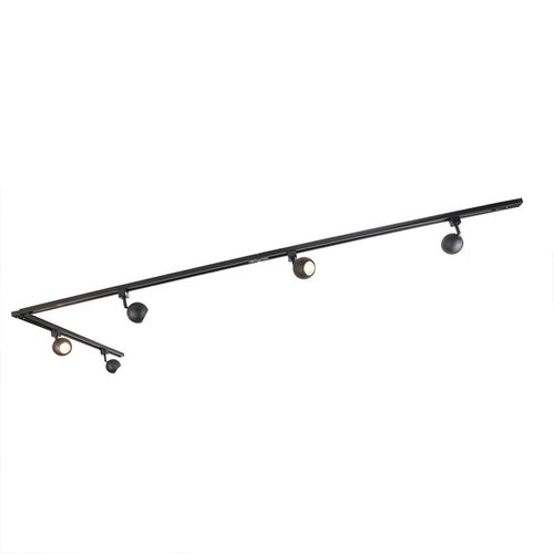 Qazqa Moderne Modern Railsysteem Met 5 Plafonnier Spots 1-Fase Zwart - Gissi Acier /Aluminium Noir Oblongue / Luminaire / Lumiere / clairage / Intrieur Gu10 Max. 5 X 50 Watt