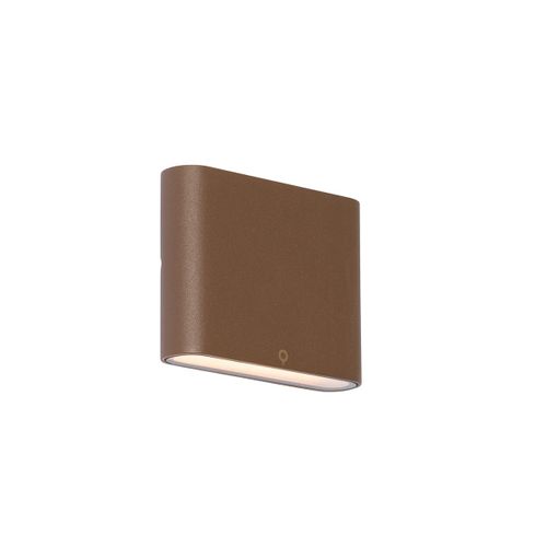 Qazqa Moderne Moderne Buiten Wandlamp Roestbruin 11,5 Cm Incl. Led Ip65 - Batt Aluminium /Verre Bronze Rectangulaire / ExtRieur / Jardin / Luminaire / Lumiere / ÉClairage Led (Non...