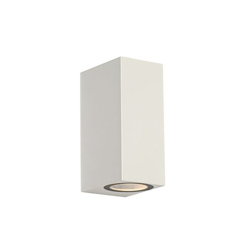 Qazqa Moderne Moderne Buiten Wandlamp Wit Kunststof 2-Lichts - Baleno Plastique Blanc Oblongue / Extrieur / Jardin / Luminaire / Lumiere / clairage Gu10 Max. 2 X 5 Watt
