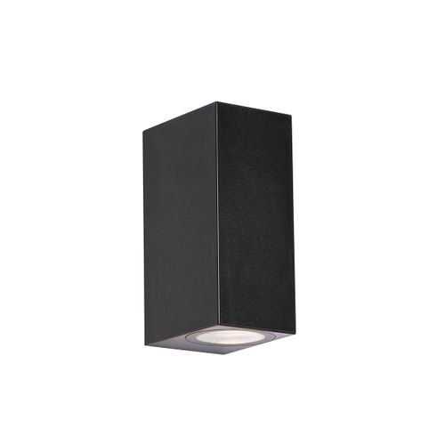 Qazqa Moderne Moderne Buiten Wandlamp Zwart Kunststof 2-Lichts - Baleno Plastique Noir Oblongue / Extrieur / Jardin / Luminaire / Lumiere / clairage Gu10 Max. 2 X 5 Watt