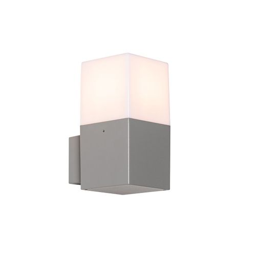 Qazqa Moderne Moderne Buitenwandlamp Grijs Ip44 - Denmark Aluminium /Plastique Gris,Blanc Rectangulaire / Extrieur / Jardin / Luminaire / Lumiere / clairage E27 Max. 1 X 15 Watt