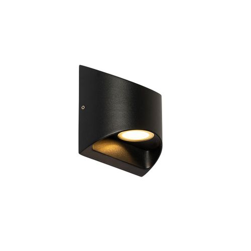 Qazqa Moderne Moderne Buitenwandlamp Zwart Incl. Led Ip54 - Mal Aluminium /Verre Noir Rectangulaire / ExtRieur / Jardin / Luminaire / Lumiere / ÉClairage Led (Non RemplaAble) Max. 2 X...