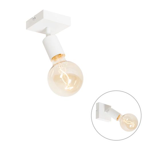 Qazqa Moderne Moderne Plafonnier ? Plafonnier Spot  Fixer Au Plafond Wit Vierkant - Facil Acier Blanc Carr / Luminaire / Lumiere / clairage / Intrieur / Salon / Cuisine E27 Max. 1 X 40...