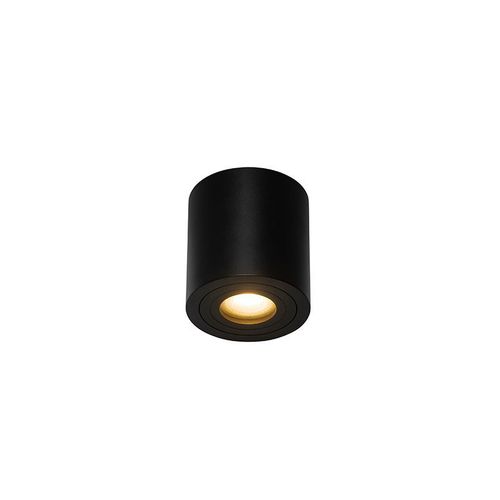 Qazqa Moderne Moderne Ronde Badkamer Plafonnier  Plafonnier Spot  Fixer Au Plafond Zwart - Capa Aluminium Noir Cylindre / Luminaire / Lumiere / clairage / Intrieur / Salon / Cuisine Gu10 Max. 1 X 50 Watt