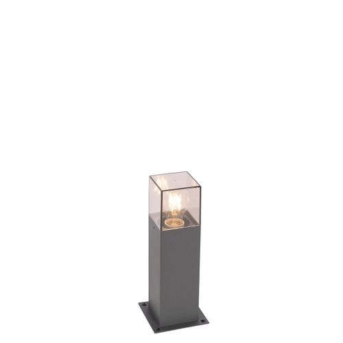 Qazqa Moderne Moderne Staande Buitenlamp 30 Cm Donkergrijs Ip44 - Denmark Aluminium /Plastique Gris Fonc Rectangulaire / Extrieur / Jardin / Luminaire / Lumiere / clairage E27 Max. 1 X 15...