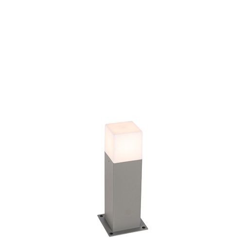 Qazqa Moderne Moderne Staande Buitenlamp 30 Cm Grijs Ip44 - Denmark Aluminium /Plastique Gris,Blanc Rectangulaire / Extrieur / Jardin / Luminaire / Lumiere / clairage E27 Max. 1 X 15 Watt