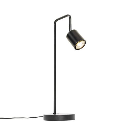 Qazqa Moderne Moderne Tafellamp Zwart Verstelbaar - Java Acier Noir Oblongue / Lampe De Lecture / Luminaire / Lumiere / ÉClairage / IntRieur / Salon Gu10 Max. 1 X 35 Watt
