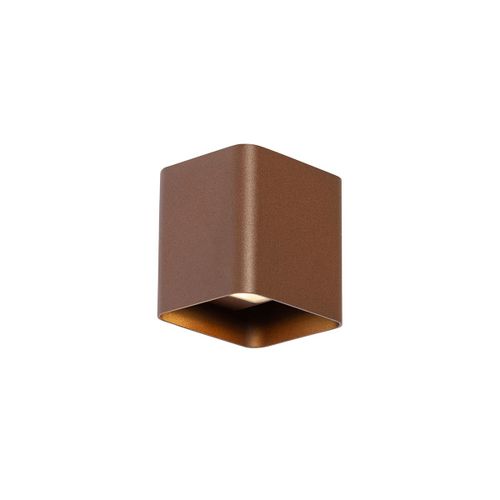 Qazqa Moderne Moderne Wandlamp Roestbruin Incl. Led Ip54 Vierkant - Evi Aluminium /Verre Brun Rouille Carr / Extrieur / Jardin / Luminaire / Lumiere / clairage Led (Non Remplaable) Max....