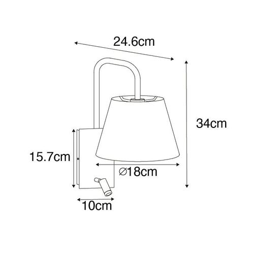 Qazqa Moderne Moderne Wandlamp Wit En Brons Met Leeslamp - Renier Plastique /Acier Bronze,Blanc Rond / Lampe De Lecture / Luminaire / Lumiere / clairage / Intrieur / Salon / Cuisine Led...
