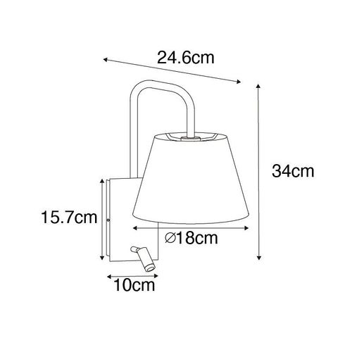 Qazqa Moderne Moderne Wandlamp Zwart En Goud Met Leeslamp - Renier Plastique /Acier Noir,Dor/Laiton Rond / Lampe De Lecture / Luminaire / Lumiere / clairage / Intrieur / Salon / Cuisine...