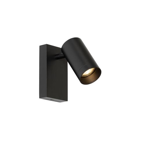 Qazqa Moderne Moderne Wandlamp Zwart Verstelbaar Met Schakelaar - Jeana Luxe Aluminium /Acier Noir Rectangulaire / Lampe De Lecture / Luminaire / Lumiere / clairage / Intrieur / Salon /...