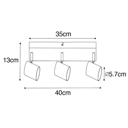 Qazqa Moderne Plafonnier Moderne Noir 3 Lumires Orientable Rectangulaire - Jeana Acier Noir Oblongue / Luminaire / Lumiere / clairage / Intrieur / Salon / Cuisine Gu10 Max. 3 X 7 Watt