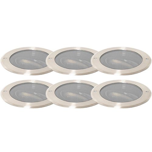 Qazqa Moderne Set Van 6 Grondspot Staal Ar111 Verstelbaar Ip65 - Delux Honey Aluminium /Verre Acier Rond / Extrieur / Jardin / Luminaire / Lumiere / clairage / Intrieur Gu10 Max. 1 X 50...