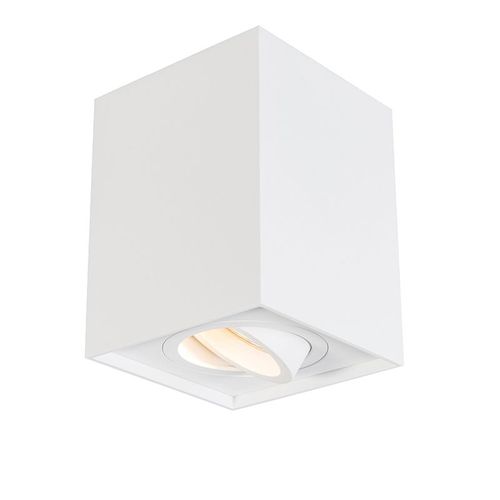 Qazqa Moderne Smart Plafonnier ? Plafonnier Spot  Fixer Au Plafond Blanc Avec Wifi Gu10 Rglable - Quadro 1 Up Aluminium Blanc Carr / Luminaire / Lumiere / clairage / Intrieur / Salon / Cuisine Gu10 Max. 1 X 5 Watt