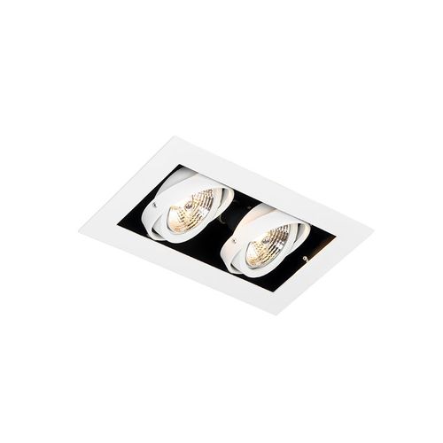 Qazqa Moderne Spot Encastrable Moderne Blanc 2 LumiRes Orientable - Oneon 70 Acier Blanc Rectangulaire / Luminaire / Lumiere / ÉClairage / IntRieur / Salon / Cuisine Gu10 Max. 2 X 50...